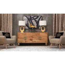 Figurine décorative en résine dorée, 52x39x53cm