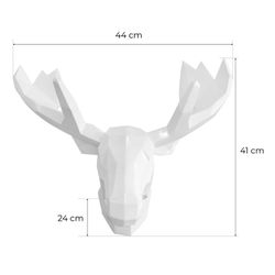 Figuur Figuurkop van rendier Kuatéh 41x24x47 cm mat wit