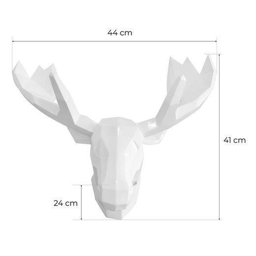Figuur Figuurkop van rendier Kuatéh 41x24x47 cm mat wit