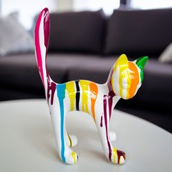 Pack discount de 2 chats en polyrésine multicolore, tailles S et L