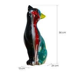 Figura Gato Kuatéh Nanna 24x13x53 cm Negro Multicolor