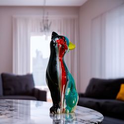 Figura Gato Kuatéh Nanna 24x13x53 cm Negro Multicolor