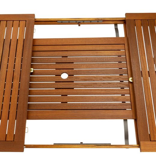 Mesa Comedor de Exterior Flamingo de Madera de Eucalipto y Aluminio Natural, 180/240x100x75 cm