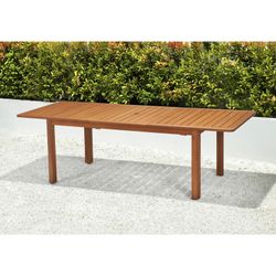 Mesa Comedor de Exterior Flamingo de Madera de Eucalipto y Aluminio Natural, 180/240x100x75 cm