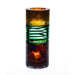 Tall multicolored glass vase, Ø 14 x 35 cm | Cloudy Butterflies