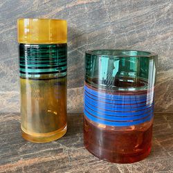 Tall multicolored glass vase, Ø 14 x 35 cm | Cloudy Butterflies