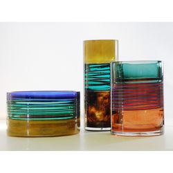 Tall multicolored glass vase, Ø 14 x 35 cm | Cloudy Butterflies