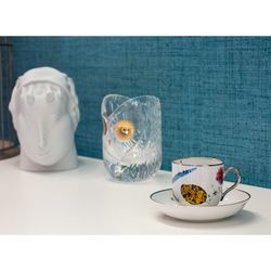 Vase aus transparentem und vergoldetem Glas und Gold, Ø 10,7 x 16 cm | oder Mocho