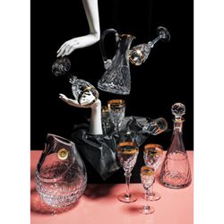 Vase aus transparentem und vergoldetem Glas und Gold, Ø 17,5 x 27 cm | oder Fisch