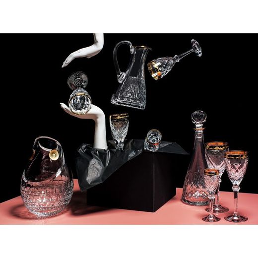 Vase aus transparentem und vergoldetem Glas und Gold, Ø 17,5 x 27 cm | oder Fisch