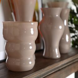 Taupe glass vase, Ø 14 x x 19 cm | Kerr