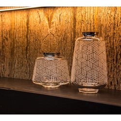 Vase S aus transparentem und versilbertem Glas und Platin, Ø 18 x 15,7 cm | Pott