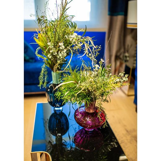 Vase S aus Kristall und rosafarbenem Glas, Ø 22 x 23 cm | caneleto