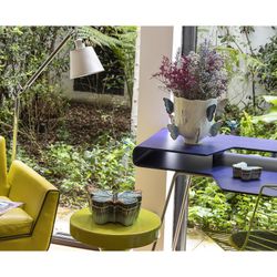 Vase en faïence S beige et multicolore, Ø 31,8 x 23,6 cm | Papillons nuageux