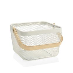 Bol à fruits avec manche en métal/bois blanc, 25x25x17cm