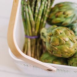 Bol à fruits avec manche en métal/bois blanc, 25x25x17cm