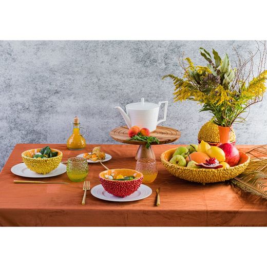 Ceramiczna miska na owoce w kolorze żółtym i pomarańczowym, Ø 35,5 x 8,9 cm | Amazonka