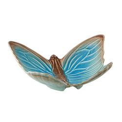 Blå fruktskål i lergods, 41 x 33 x 16,5 cm | Molniga fjärilar