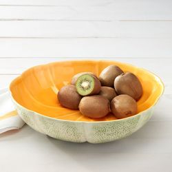 Coupe à fruits en faïence verte et orange, Ø 34 x 8,7 cm | Melon