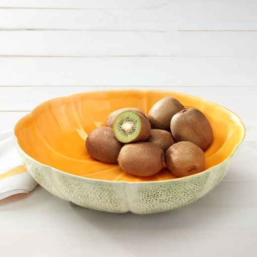 Coupe à fruits en faïence verte et orange, Ø 34 x 8,7 cm | Melon