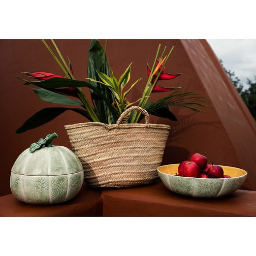 Coupe à fruits en faïence verte et orange, Ø 34 x 8,7 cm | Melon