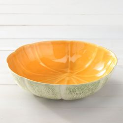 Coupe à fruits en faïence verte et orange, Ø 34 x 8,7 cm | Melon
