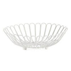 White metal fruit bowl, Ø31.5 x 9 cm | flowers