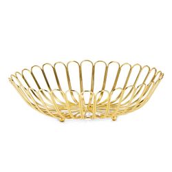 Golden metal fruit bowl, Ø31.5 x 9 cm | flowers