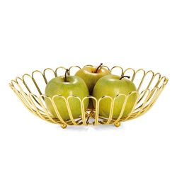 Golden metal fruit bowl, Ø31.5 x 9 cm | flowers