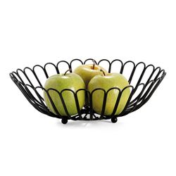 Black metal fruit bowl, Ø31.5 x 9 cm | flowers