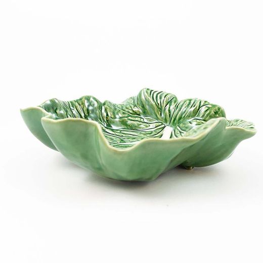 High green earthenware platter, 26 x 25 x 8.5 cm | Cabbage