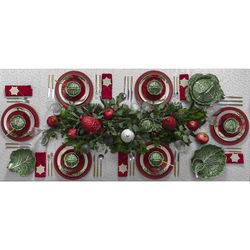 Zielony talerz ceramiczny z misą L, 34 x 29 x 10 cm | Kapusta