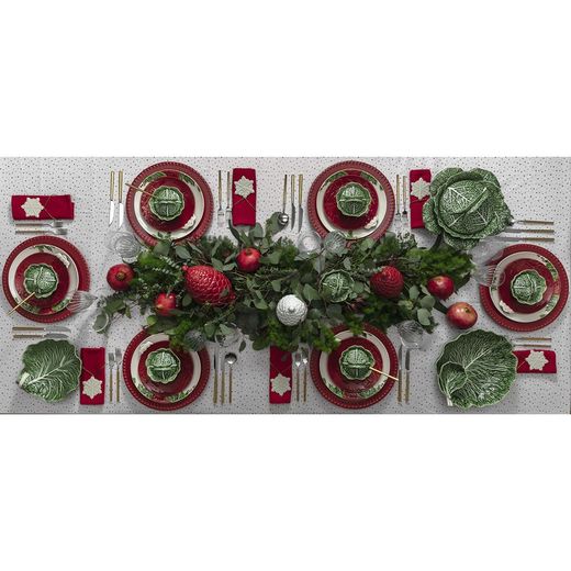 Zielony talerz ceramiczny z misą L, 34 x 29 x 10 cm | Kapusta