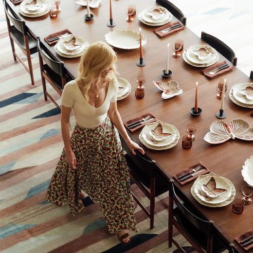 Fuente de loza en beige y multicolor, 40,3 x 30 x 4,8 cm | Cloudy Butterflies