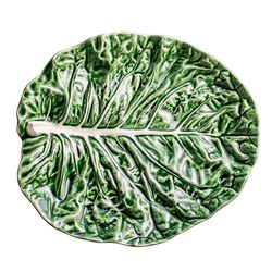 Talerz fajansowy w kolorze zielonym, 37 x 33 x 6 cm | Kapusta