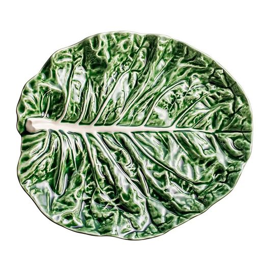 Talerz fajansowy w kolorze zielonym, 37 x 33 x 6 cm | Kapusta