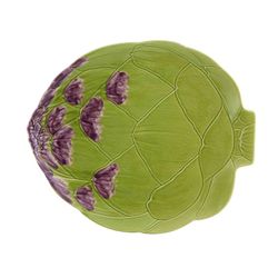 Faience schaal in groen, 41 x 34,5 x 3,2 cm | Artisjok