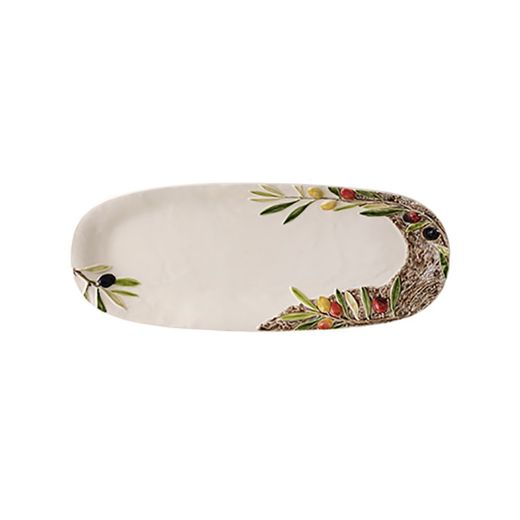 Large off-white earthenware serving dish, 40.5 x 16 x 4.2 cm | Olival