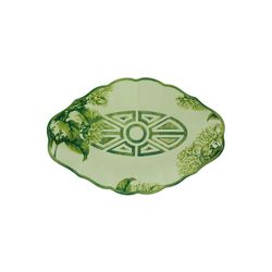 Large porcelain platter in antique green and white, 40 x 27 x 5 cm | The Meaning