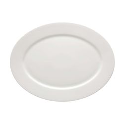 Large oval porcelain platter in white, 42.5 x 32.5 x 3.4 cm | Basket