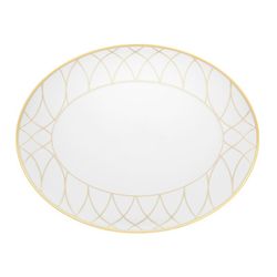 Large Oval Porcelain Platter in White and Gold, 41.6 x 32.3 x 2.9 cm | Terrace