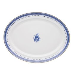 Medium oval porcelain platter in white and blue, 35 x 27.3 x 3.5 cm | Cozinha Velha