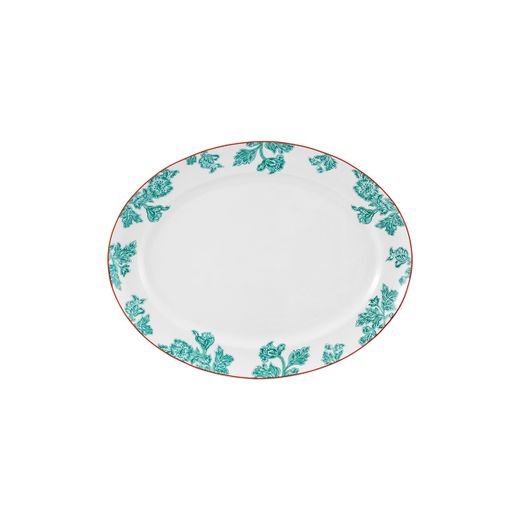 Medium oval porcelain serving dish in multicolor, 35.1 x 27.3 x 3.7 cm | Lotus