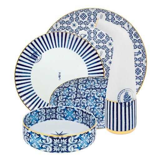 Plat ovale moyen en porcelaine Transatlântica, 33,8x21x2,5 cm
