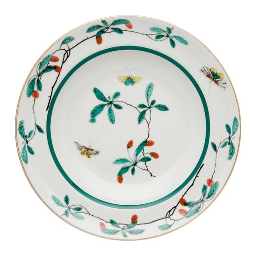 Assiette creuse en porcelaine multicolore, 25,1 x 25,1 x 4,1 cm | Famille Verte