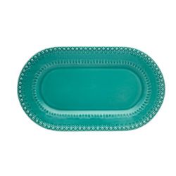 Oval dish made of turquoise earthenware, 45 x 26.5 x 3.5 cm | Fantasy