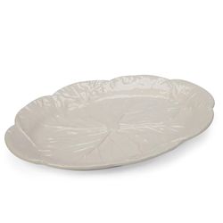 Oval L white earthenware dish, 43 x 32 x 3 cm | White cabbage