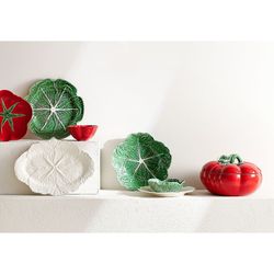 Oval S dish made of white earthenware, 37.4 x 26 x 3.5 cm | White cabbage