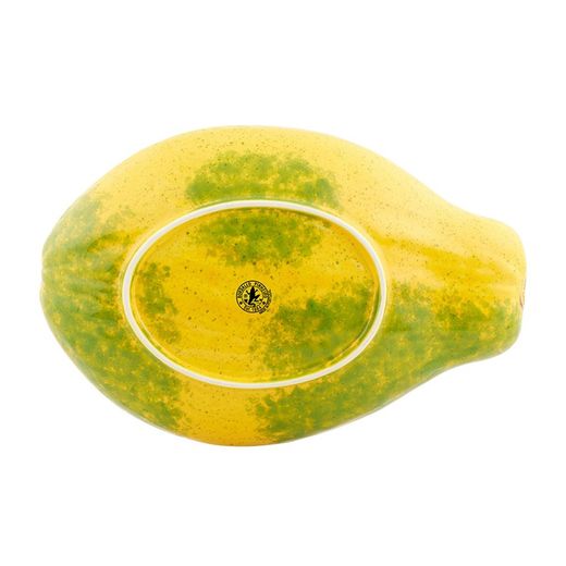 Papaya plate made of orange and yellow earthenware, 35 x 23.5 x 5.4 cm | Tropical Fruits