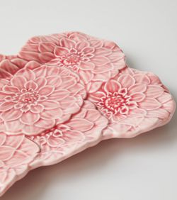 Dalia rechteckige Fayenceschale in Rosa, 47 x 20 x 2 cm | Maria Flor